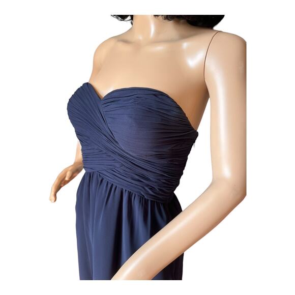 Ralph Lauren Navy Wrapped Bodice Sweetheart Strapless Chiffon Dress size 0 P - Picture 16 of 16